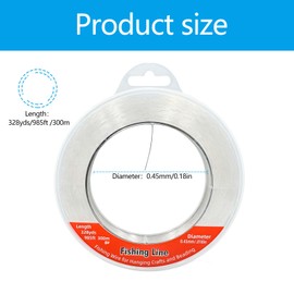 Nylon Fishing Line, Strong Clear Invisible Hanging Wire 985ft, for Crafts Beading, Decorative Pictures, Stringing Lights (Lucency, 0.45mm-0.18in-985ft)