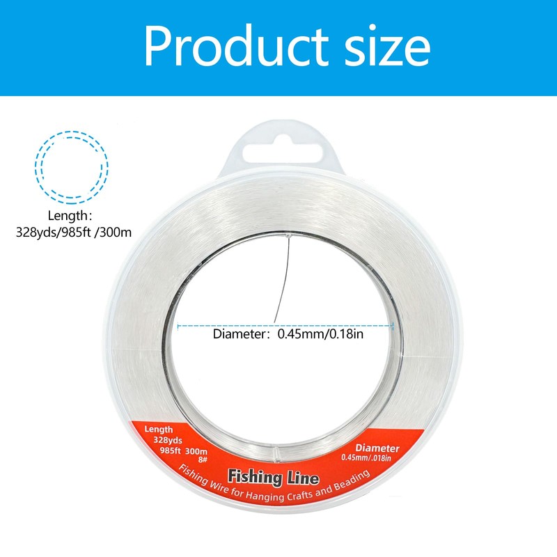 Nylon Fishing Line, Strong Clear Invisible Hanging Wire 985ft, for