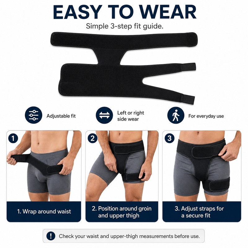 Adjustable Neoprene Groin and Thigh Compression Wrap, Hip Support Brace,