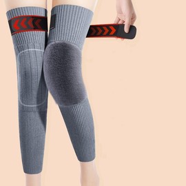 Winter Warm Thicken Cashmere Wool Knee Brace Support Pads Extended knee protector to keep warm for cold legs Leg Warmers  Knee Sleeves Unisex - Color: grey, Size: M