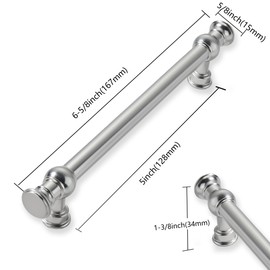 ZAUYX 10-Pack 5inch(128mm) Hole Center Brushed Satin Nickel Cabinet Pulls Solid Heavy Duty Kitchen Cabinet Hardware for Cupboard Drawer Pulls Cabinet Handle