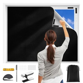 D-buy 100% Blackout Curtains, 118" X 57.5" Portable Black Out Curtains for Bedroom, Temporary Blackout Blinds, Travel Blackout Shades, Blackout Window Cover for Nursery, Rv, Dorm Room (Black)