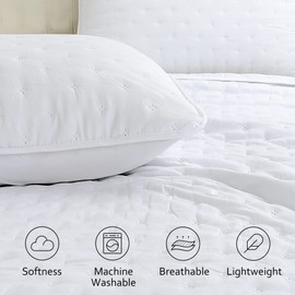 ROARINGWILD White Queen Size Quilt Bedding Sets with Pillow Shams, Lightweight Soft Bedspread Coverlet, Quilted Blanket Thin Comforter Bed Cover, All Season, 3 Pieces, 90x90 inches