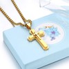 JewelryWe Men's Christ Cross Crucifix Metal Pendant Stainless Steel Necklace