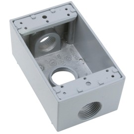 Legrand Pass & Seymour WPB33 Weatherproof Outdoor Box, 1 Gang, 3 Hole 3/4", 18.5 Cubic Inch, Gray (1 Count)
