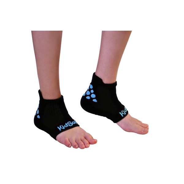 KidSole RX Gel Sports Sock for Kids with Heel Sensitivity from Severs Disease, Plantar Fasciitis (Toddler 11-2, Black)