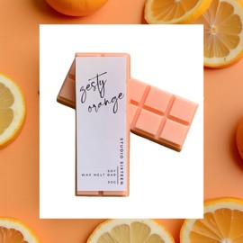 Zesty Orange Soy Wax Melt Snap Bar, 50g, Highly Scented, Vegan Wax Melts, Fruity Fresh Wax Melt