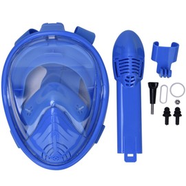 Waterproof Anti Fog Children Kids Full Face Diving Snorkeling Scuba Mask Set Swimming Pool Equipment(Blue )