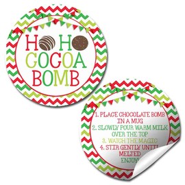 Ho Ho Cocoa Bomb Christmas Themed Hot Cocoa Bomb Packaging Sticker Labels, Total of 40 2" Circle Stickers (20 Sets of 2) by AmandaCreation