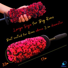 Clenzee Large Microfiber Wheel Brush for SUVs, RVs & Trucks | Soft Non-Metallic Rim Cleaner Brush with Premium Microfiber Wool | Non-Metallic Wheel Cleaner Brush for Large Size Rim