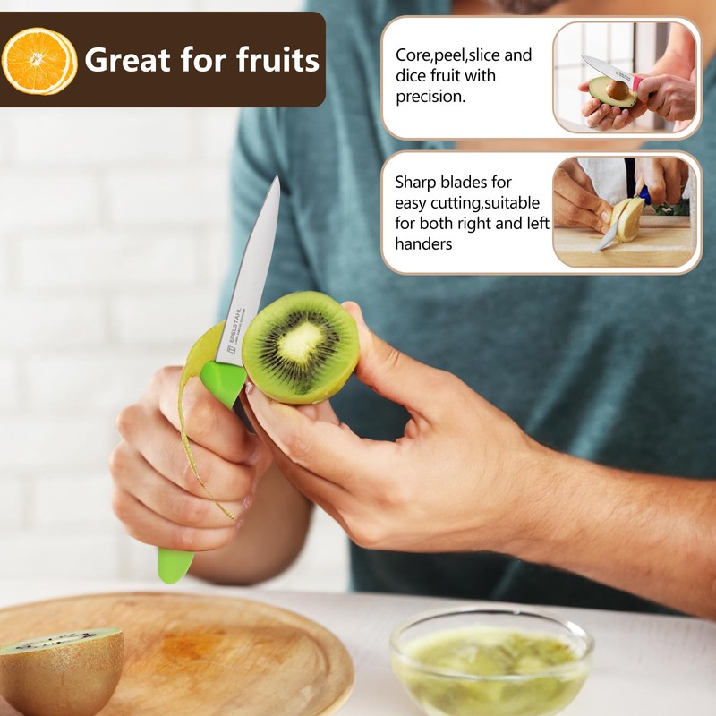 targzier Paring Knives with Straight Edge,Spear Point,Stainless Steel Paring Knife