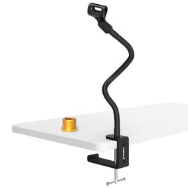 ZealSound Microphone Arm Stand, Adjustable Gooseneck Microphone Arm with Microphone Clip, 3/8 Inch to 5/8 Inch Adater, Improved Heavy Duty Table Clamp, for Blue Snowball, Ice, Spark, SoloCast, 13 Inch
