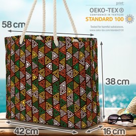 VOID Africa Tribal Pattern Ethnic Beach Bag Shopper 58 x 38 x 16 cm 23L XXL Shopping Bag Travel Bag Beach Bag, multicoloured