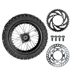 12" Rear Rim Wheel Disk Brake 80/100-12 Tire Tube Apollo SSR 50cc 125cc XR CRF Dirt Pit Bike Tao Kayo TSD 110 TD 125 15mm Axle With Brake Rotor and 428 41T Sprocket (12 inch)
