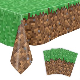 DodelyGz 3 Pcs Pixel Miner Tablecovers,Pixel Miner Party Decorations,51 x 87Inch