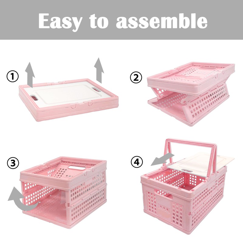 Daixers Foldable Small Plastic Baskets with Lids and Handles for