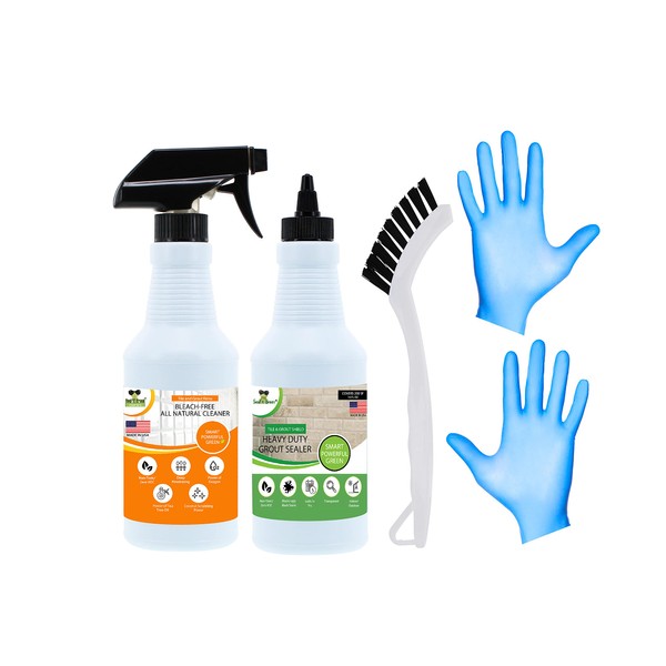 Seal It Green Tile and Grout Cleaner (16 oz. Gel Cleaner + Brush + Sealer & Gloves)