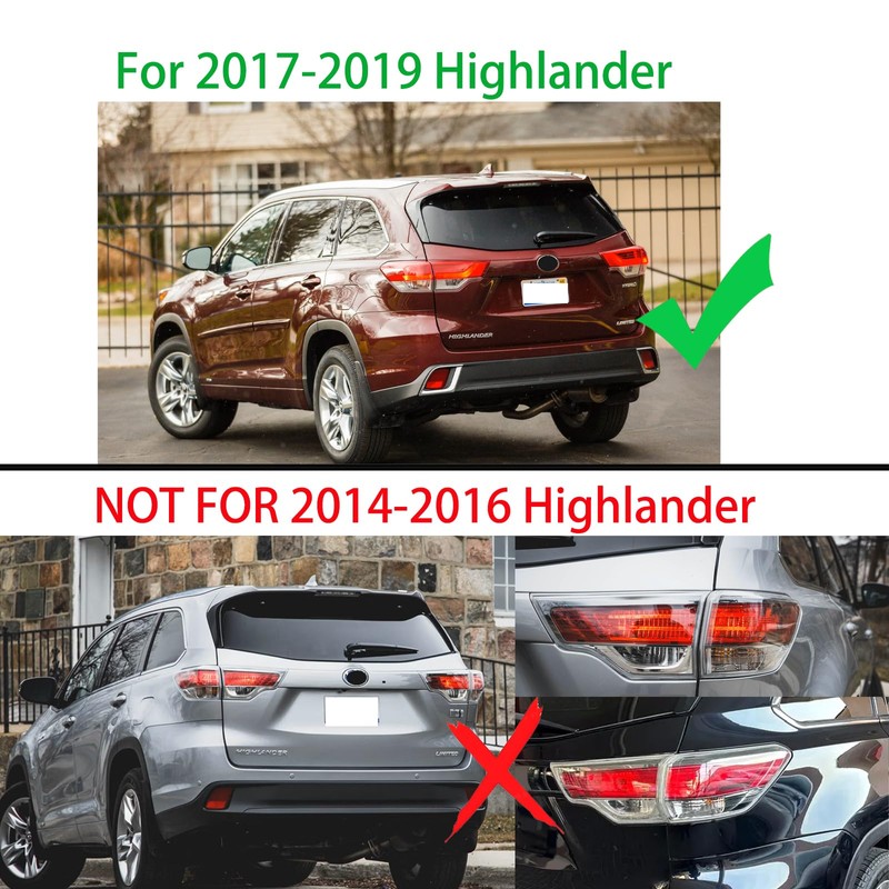 Outer Right Side LED Taillight Assembly For 2017-2019 Toyota Highlander
