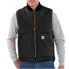 Carhartt Men's Big & Tall V01 Relaxed Fit Firm Duck Insulated Rib Collar Vest, Black