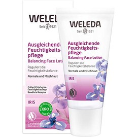 WELEDA Bio Iris Ausgleichende Feuchtigkeitspflege, reichhaltige Tages- und Nachtpflege zur intensiven Pflege von trockener Haut, Naturkosmetik Creme reguliert die Feuchtigkeitsbalance (1 x 30 ml)