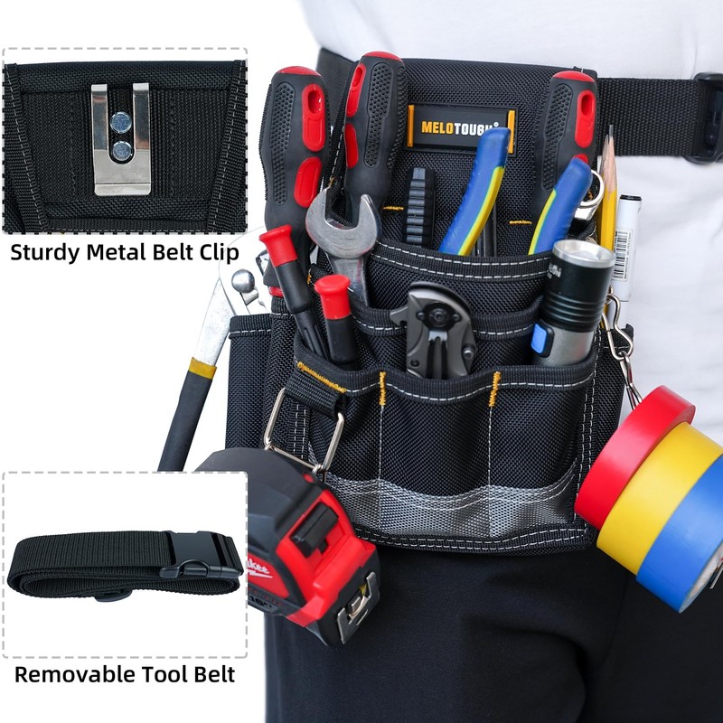 MELOTOUGH Electrician Tool Pouch Tool Belt Pouches with Belt Clip,