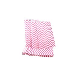 100 Qty 6" x 9" Decorative Flat Paper Gift Bags - Pink Chevron Pattern on White Kraft Bags - for Sales/Treats/Parties Cookies/Gifts - N'icePackaging