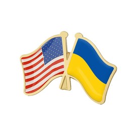 Ukraine Flag Pin, 2 Packs USA Ukrainian Lapel Pin, Ukraine & US Crossed Double Flag Lapel Pins, I Stand with Ukraine Butterfly Style Button Pin Ship from USA (2 Packs)