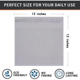 Homaxy 100% Cotton Dish Cloths, 8 Pack - 12 x 12 Inches, Waffle Weave Super Soft and Absorbent Dish Towels Quick Drying Dishcloths, Light Grey