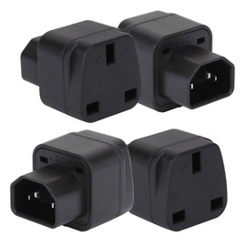 C14 to UK Outlet Socket, 4 Pack C14 to UK Adapter for Business Family Travel Outdoor, IEC 60320 Plug, IEC to UK Socket to Standard 2 Gang UKMains Female Sockets Conversion Adapter