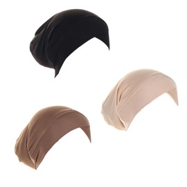 3 Pcs Muslim Inner Hijab Caps Women Solid Color Turban Underscarf Under Hijab Caps Stretchy Breathable Full Cover Undercap Tube Bonnet Under Scarf Hats Beanie