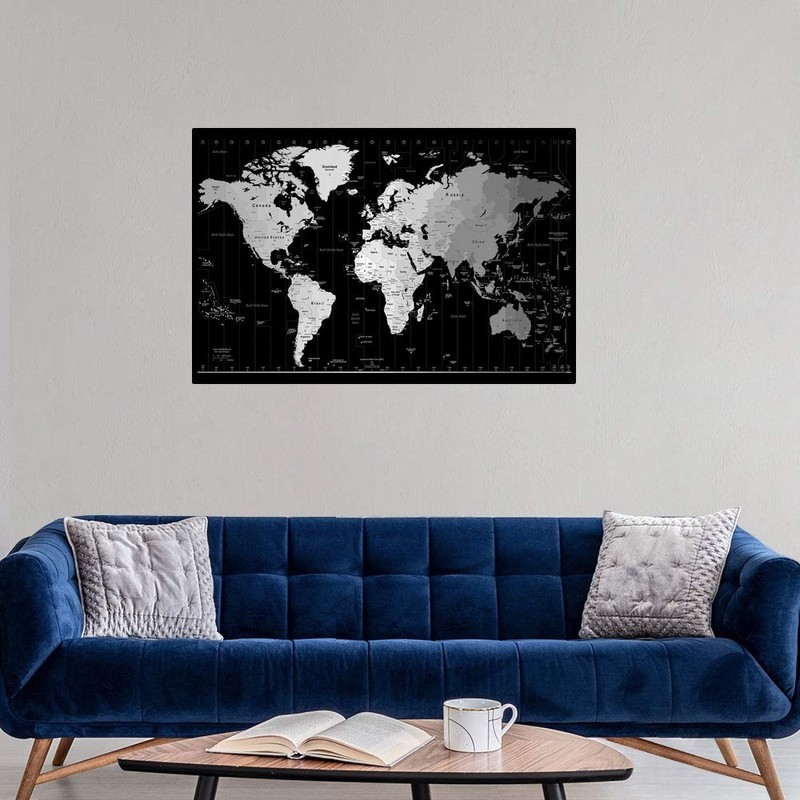 CANVAS ON DEMAND World Timezone map Wall Decal, Map Artwork