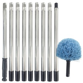 SUGOOE 12Ft Cobweb Duster with Extension Pole, Spider Web Brush with Pole Extended Brush for Outdoor Indoor Cleaning