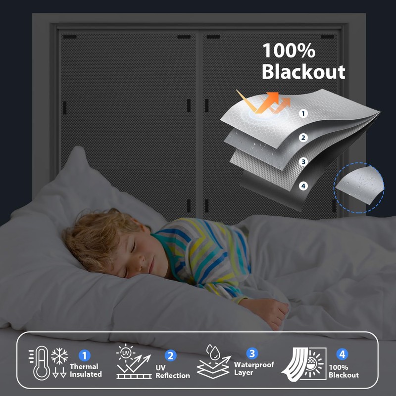 Blackout Blind,No Drill Installation with 12-Pair Strong Magnets,Temporary Light Blocking
