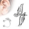 Unbranded Crossed Wings with CZ Rhodium Plated Brass Non Piercing Cartilage Ear Cuff Ring