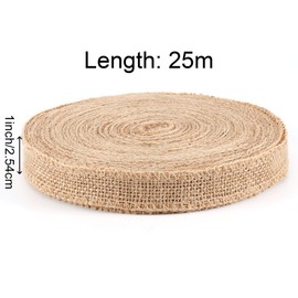 ZOENHOU 1 Inch 27.3 Yard Natural Fabric Burlap Ribbon, Natural Jute Crafts Ribbon, Beautiful Fabric Ribbon for Christmas, Arts, Crafts, Gift Wrapping, Wedding Events, Party and Home Decor