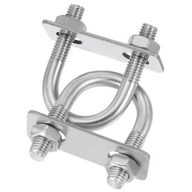 PATIKIL Round U-Bolts, M8x25mm Round Bend U-Bolt 304 Stainless Steel Pole U Bolt with Nut Plate Washer for Boat Trailer Camping Sailboat, Pack of 2