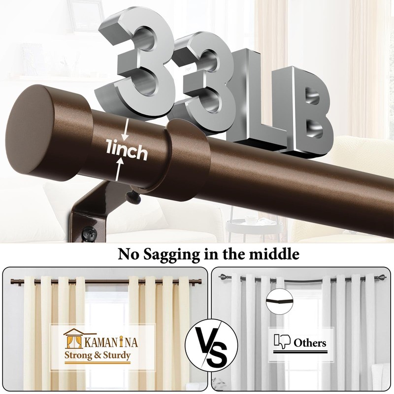 KAMANINA Bronze Curtain Rods 32 to 58 Inch (2.6-4.8 Feet),