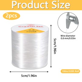Bracelet String, 328 Ft 0.8mm Elastic String for Bracelets, Stretchy String for Bracelets Making, Jewelry Making, 2 Roll