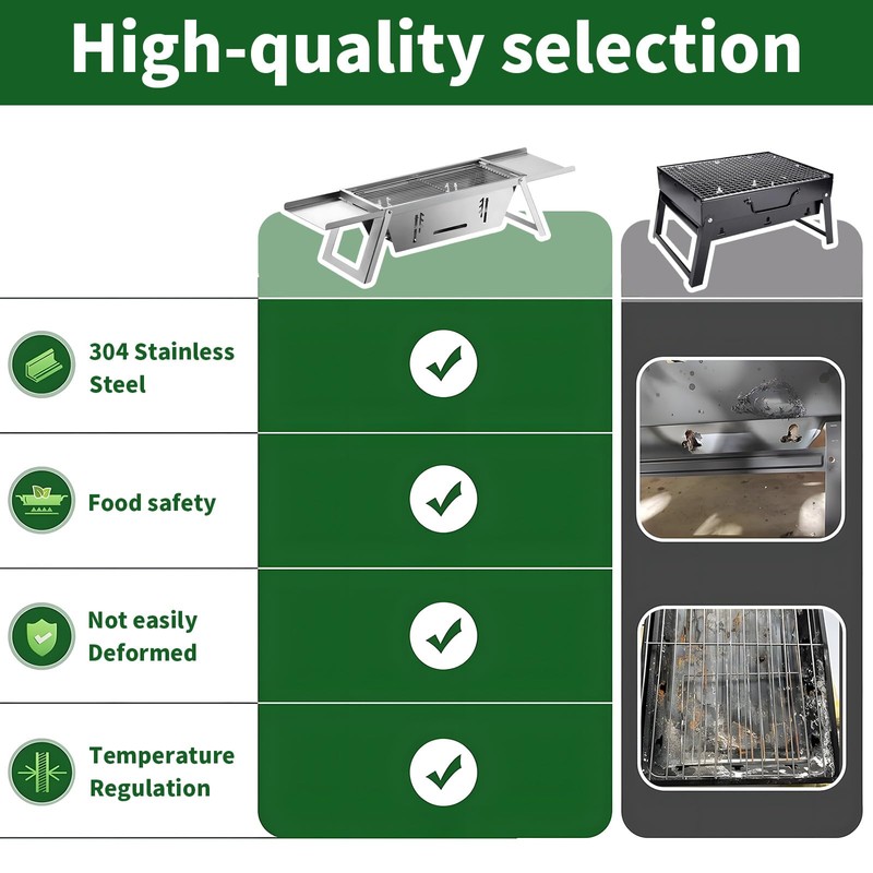 Small Barbecue Grill Outdoor Stainless Steel Grill Charcoal BBQ Grill