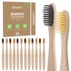 GENKENT 12 Counts Bamboo Toothbrushes Eco Friendly Natural Charcoal Toothbrushes
