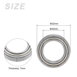 METALLIXITY Deep Groove Ball Bearings (6804ZZ, 20mm x 32mm x 7mm) 2Pcs, Chromium Steel Double Shielded Industrial Bearings - for Industrial Micro Motor