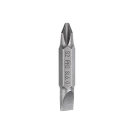 HARFINGTON Magnetic Double Ended Screwdriver Bit 6.35mm PH2/SL6 1.5" Length 1/4" Hex Shank S2 Steel Phillips Cross Slotted Flat Screw Driver Bit, Grey