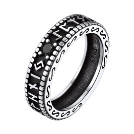 Silvora 925 Silver Women's Men's Ring Viking Celtic Knot Ring Retro Rune Finger Ring 5 mm Zircon Celtic Infinity Knot Band Rings Engagement Ring Wedding Ring Size 54.4 (17.25) - 69.7 (22)