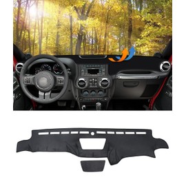 BIBLOZ Dash Cover for 2011 2012 2013 2014 2015 2016 2017 Jeep Wrangler JK JKU Unlimited Sport Sahara Rubincon Accessories Black Flannel Dashboard Cover Mat Car Dashboard UV Sun Protection