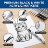 YWPXSN White & Black Acrylic Markers Sets, 12 Pcs Brush