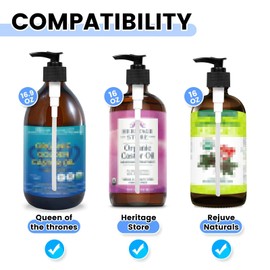 Elvxhke Dispenser Pump Compatible with Queen of The Thrones Castor Oil &Heritage Store and RejuveNaturals Castor Oil,3 Pack Pump for 16oz Castor Oil