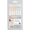 Kuretake Zig Clean Color Dot Pens Water Based Marker Single, 6 Mild Colors Set (TCSD-6100/6V)