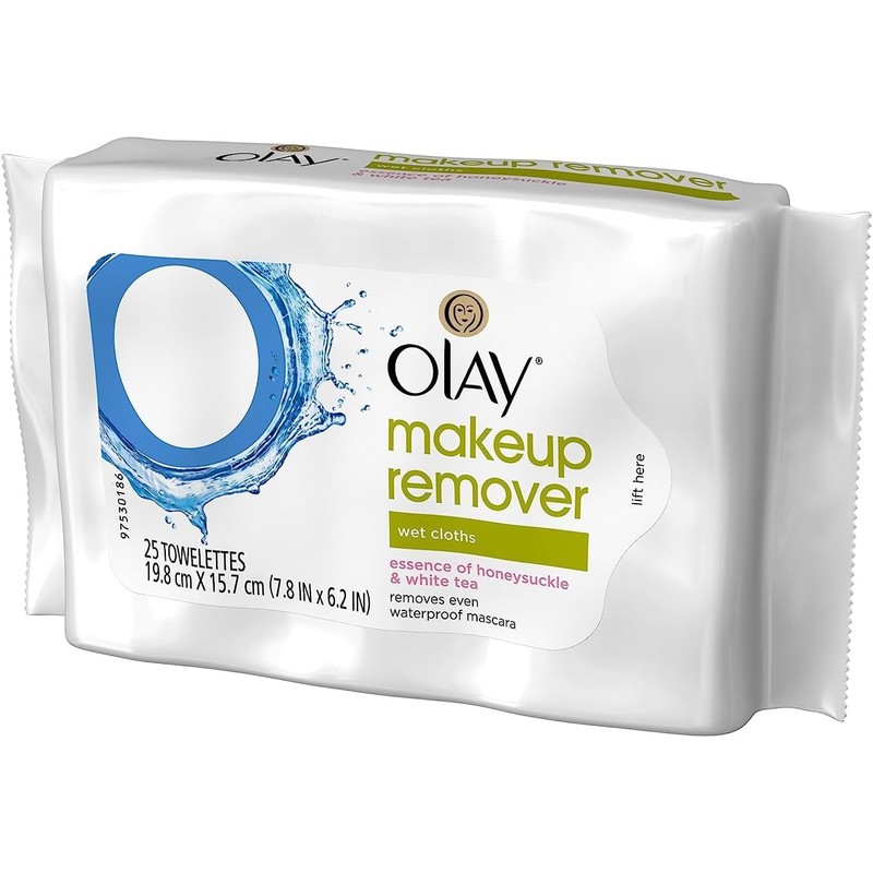 Olay Makeup Remover Wet Cloths, Honeysuckle and White Tea, 25