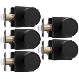 Goldenwarm Matte Black Door Knobs Passage, Closet Door Knob Zinc Alloy, Contemporary Black Interior Door Knobs for Hallway, 5 Pack