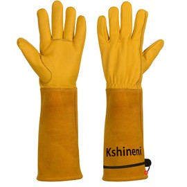 Kshineni Garden Gloves, Thorn Proof Rose Pruning Gardening Gloves for Men & Women, Long Leather Glove for Weeding, Planting, Digging, X-Large Size